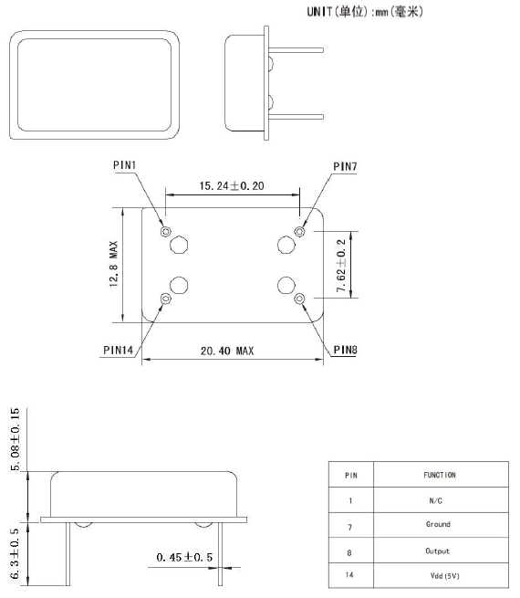 CMOS输出10MHz高精度石英温补振荡器TCXO DIP14规格及参数